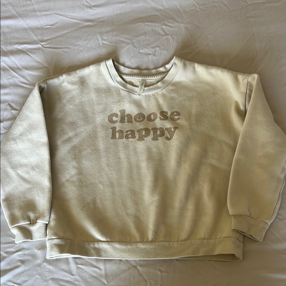 Rylee + Cru Beige 'Choose Happy' Sweatshirt